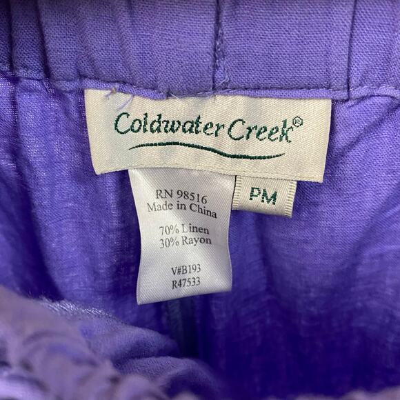 Coldwater Creek Purple Linen Blend Pull On Crop Pants Size Medium Petite - Picture 5 of 7